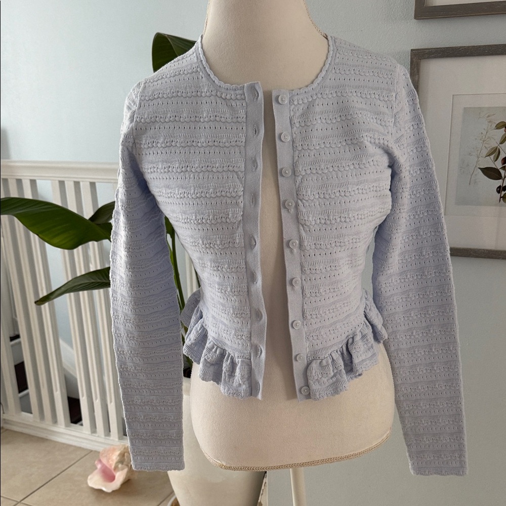 LoveShackFancy Light sky Blue Ruffled Cardigan ON HOLD
